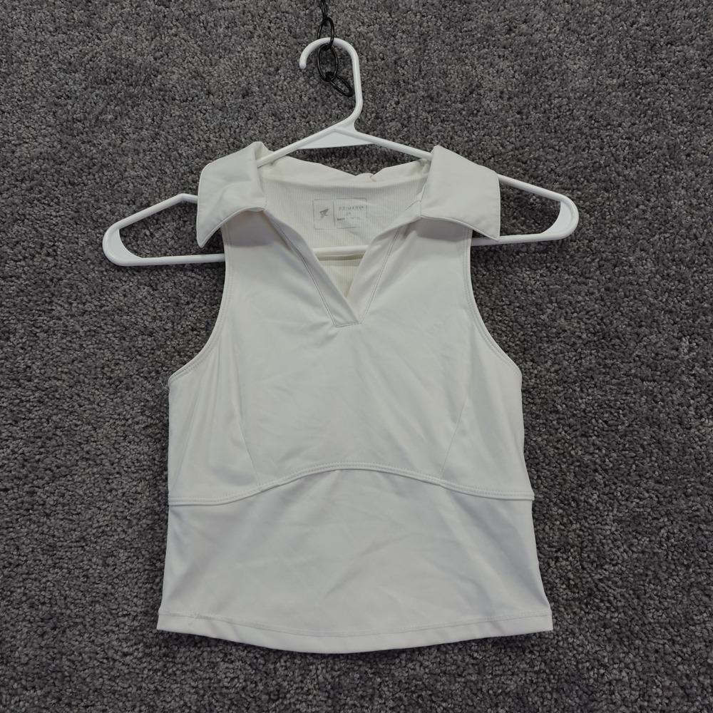 Primark Tank Top Womens Extra Small White Collared V Neck Sleeveless Activewear